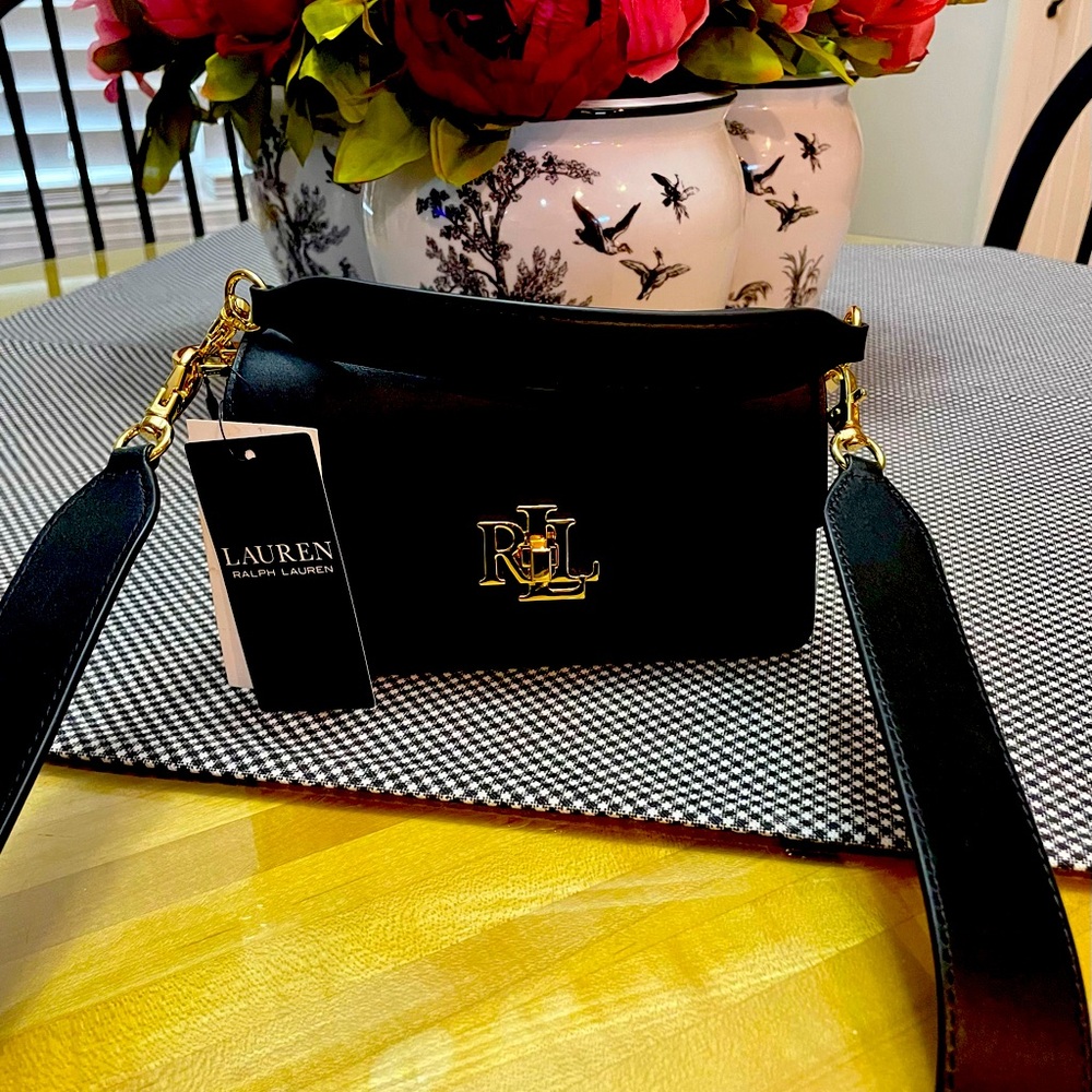 Ralph Lauren Black Crossbody Bag with Gold Accents